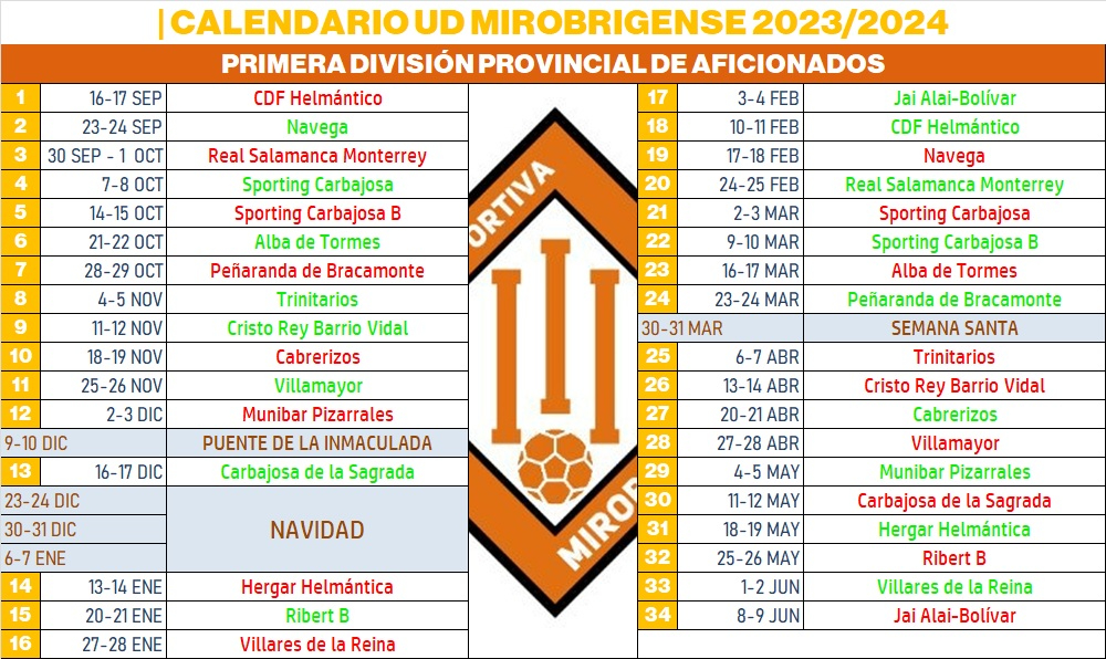 El CDF Helmántico será el 1º rival de la UD Mirobrigense, que cerrará la Liga visitando al Jai Alai