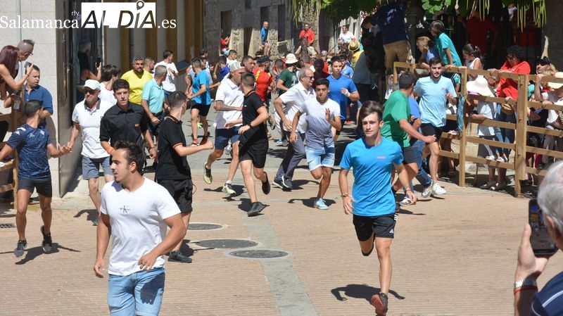 Numeroso público disfruta de un bonito primer encierro a caballo de las fiestas de Lumbrales