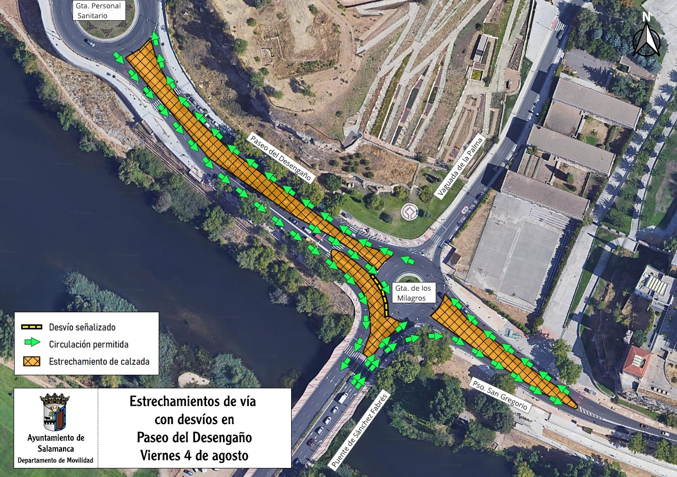 Estos son los cortes de tráfico y desvíos en la Glorieta de los Milagros para este viernes por las obras