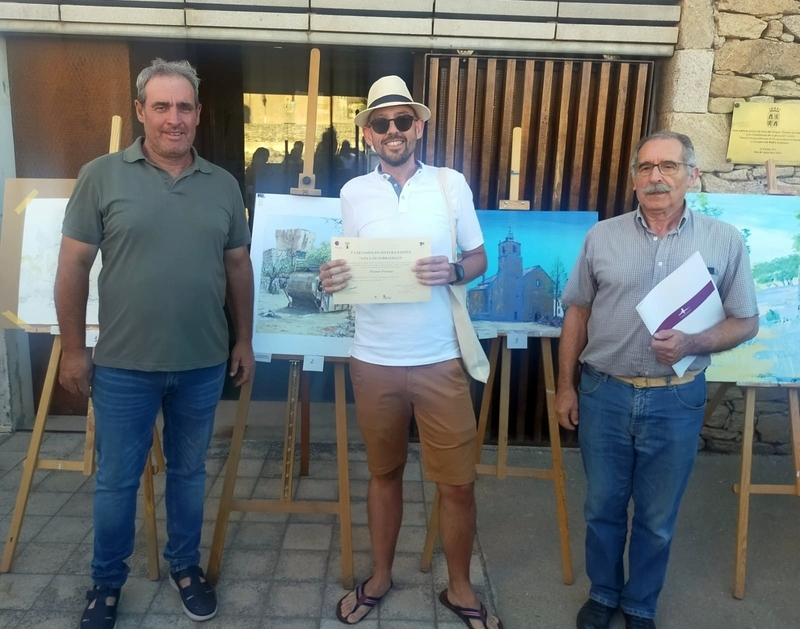 Javier Encinas recibe el primer premio del V Certamen de pintura rápida Villa de Sobradillo por ‘Tiempos modernos’