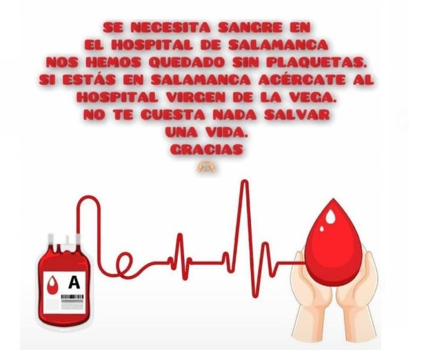 El hospital de Salamanca necesita donantes de sangre y hace un llamamiento a la población