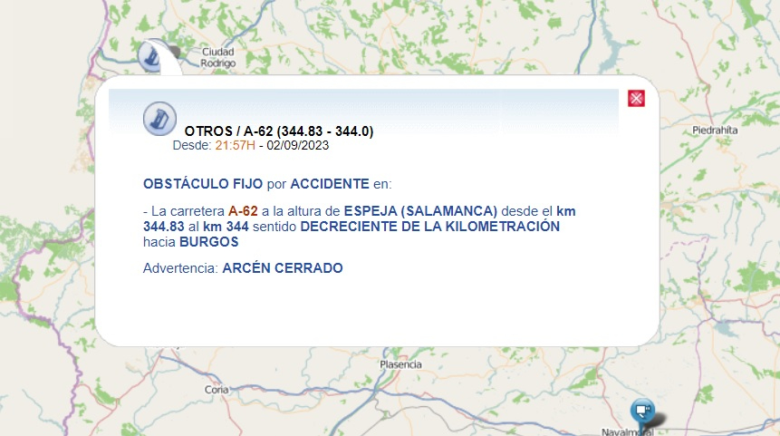 Un motorista pierde la vida en un accidente en la A-62 a la altura de Espeja