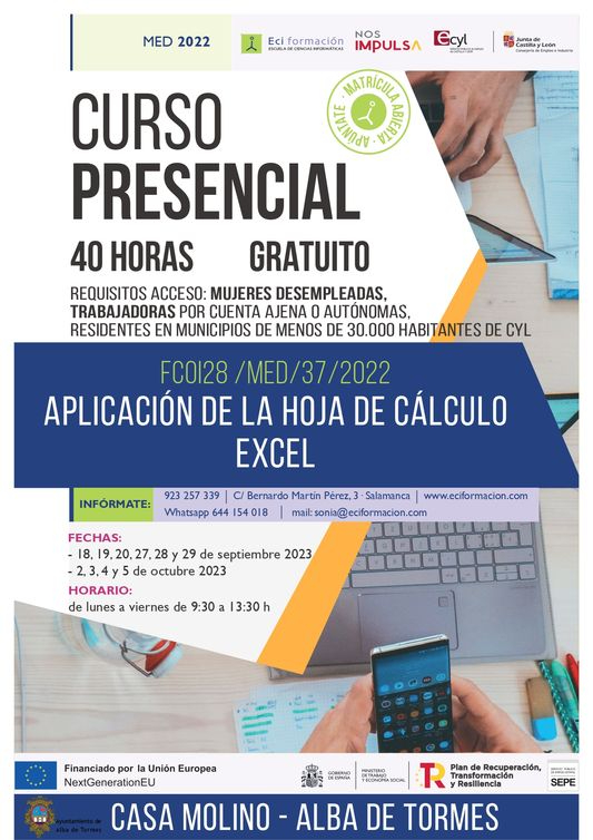 Curso gratuito de excel para mujeres en la Casa Molino