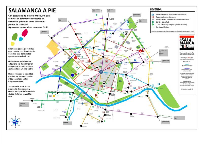 El novedoso mapa que permite calcular las distancias a pie entre diferentes puntos de Salamanca 