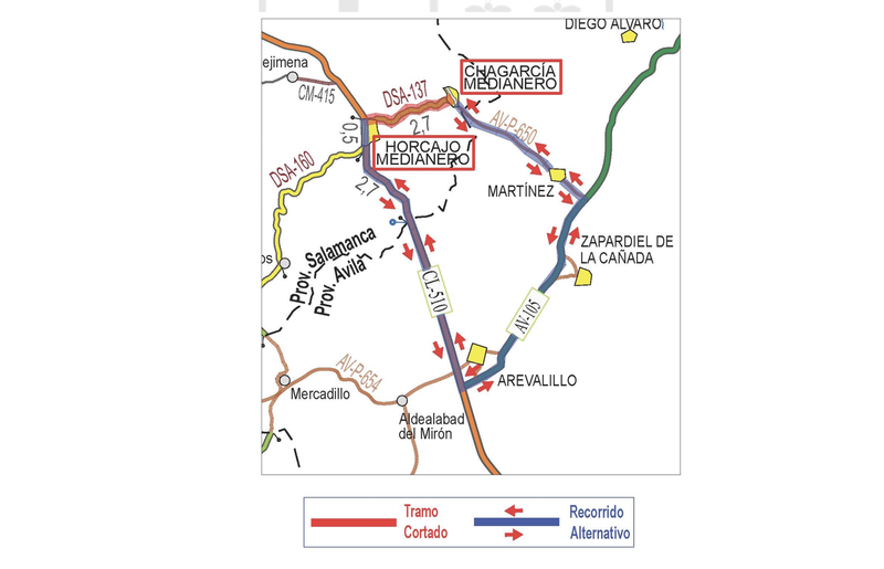 Cortada la carretera entre Horcajo y Chagarcía por trabajos de conservación