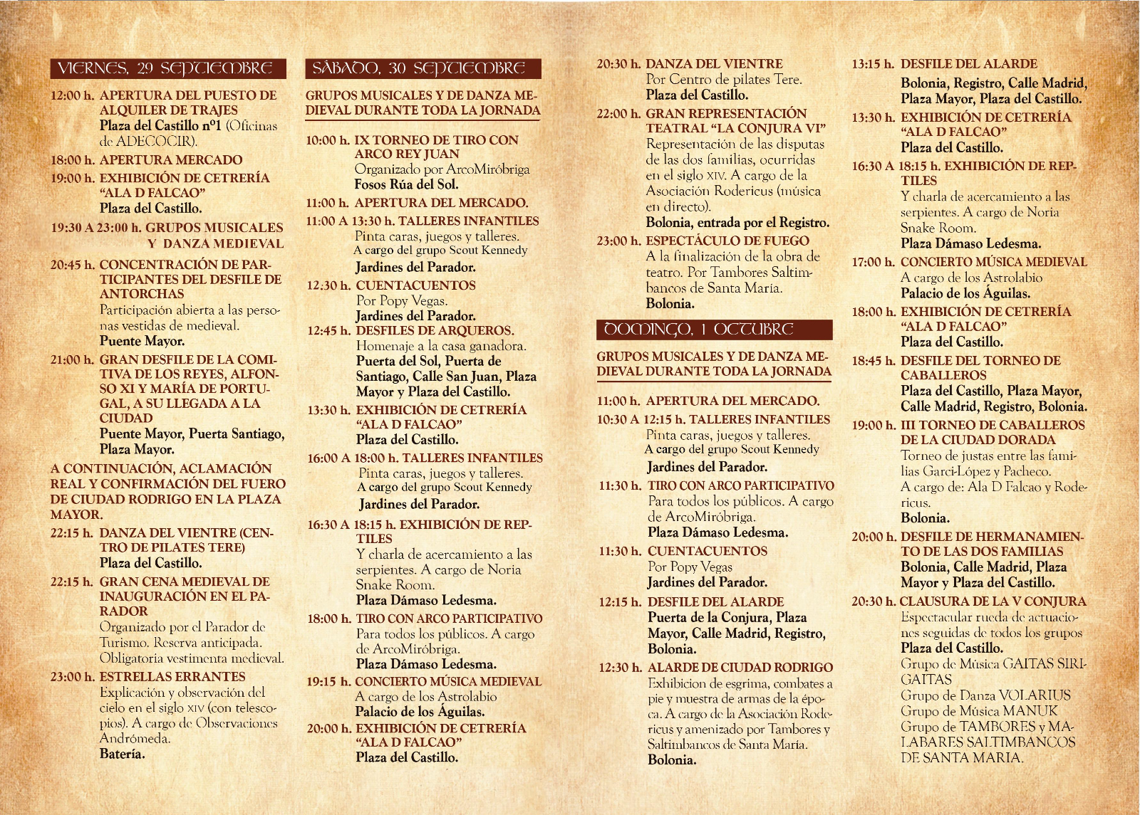 Programa feria medieval 23 CIudad Rodrigo