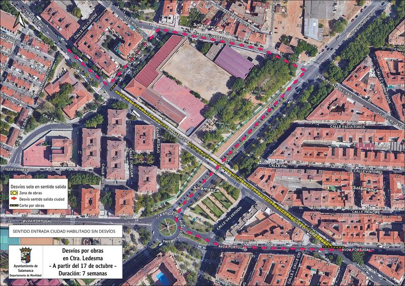 La carretera de Ledesma se cortará al tráfico desde este martes entre la calle Almenara y la avenida de Portugal