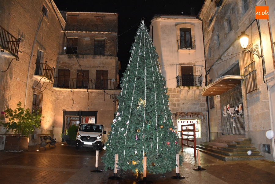 Plantado el árbol navideño de la calle Madrid con sus adornos de vuelta