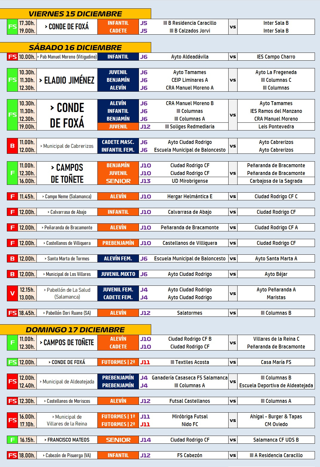 /AD/15-17DIC/ Llega el último fin de semana deportivo del año, con arranque en la tarde del viernes