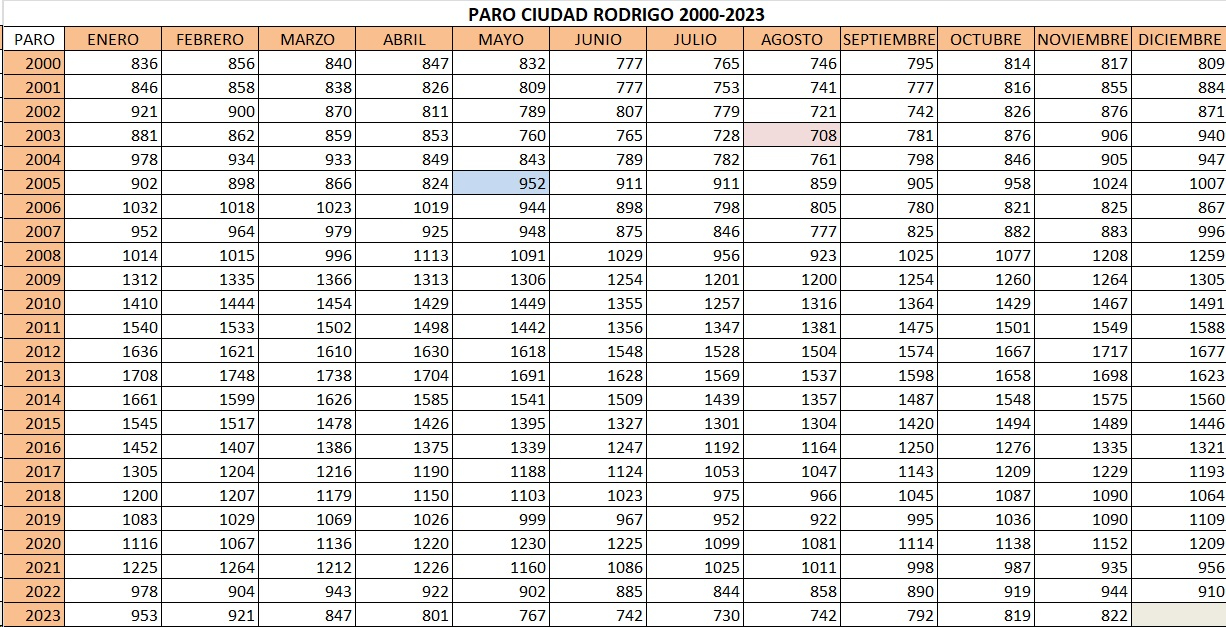 Ciudad Rodrigo cerró noviembre con su menor cifra de parados en este mes desde el año 2000