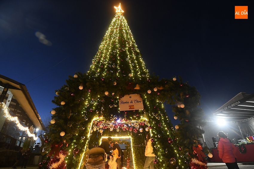 Un gran pino iluminado une España y Portugal en el I Mercado navideño