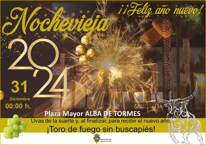 Uvas de la suerte y toro de fuego sin buscapiés para dar la bienvenida al 2024