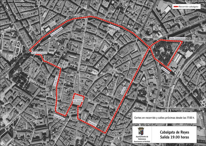 Cortes de tráfico y desvíos en Salamanca por la Cabalgata