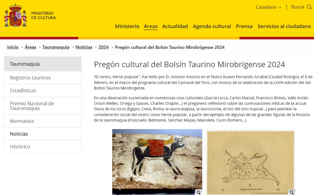 El Ministerio de Cultura se hace eco del pregón de Antonio Amorós en Ciudad Rodrigo