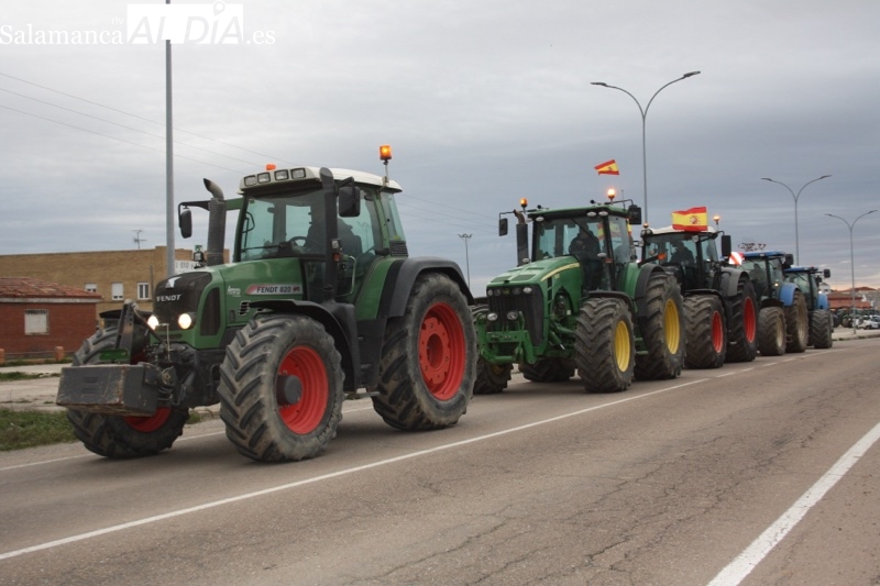 Masiva respuesta de los agricultores de la comarca de Peñaranda a la gran tractorada de protesta