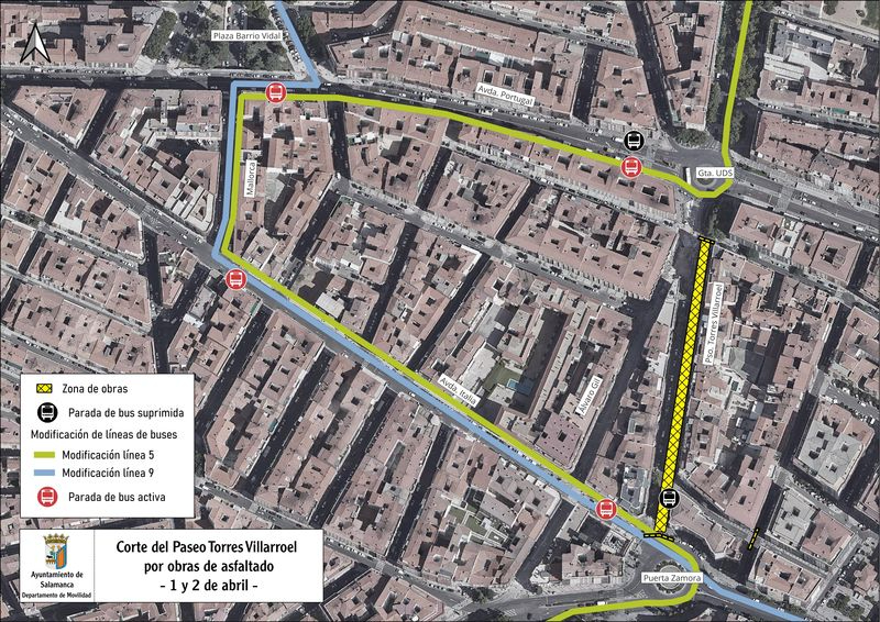 Cortes de tráfico y desvíos en una de las principales arterias de salida del centro de Salamanca