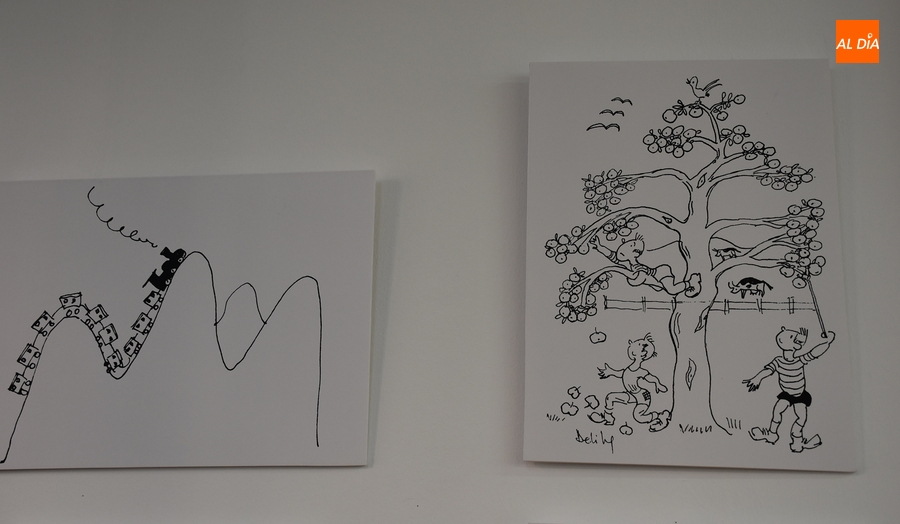 La Biblioteca del IES Fray Diego recibe una exposición de ilustraciones de Miguel Delibes