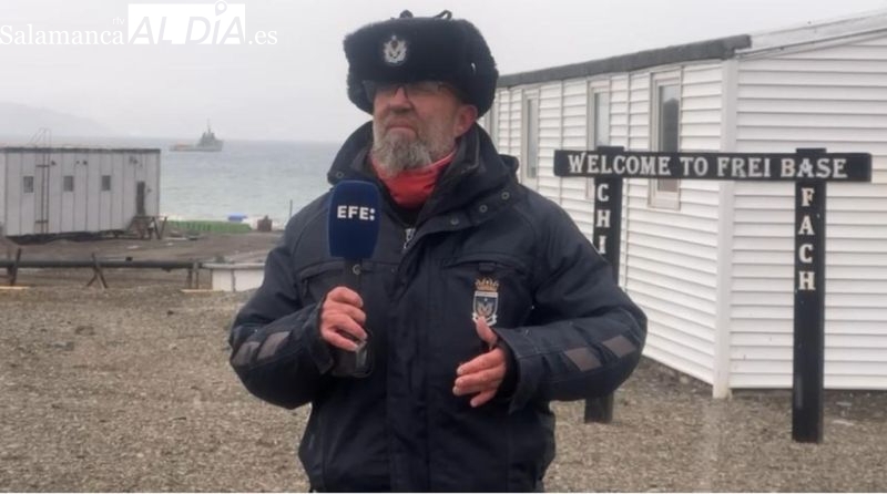 Un salmantino, el primer periodista del mundo que hace un directo internacional con la red 5G desde la Antártida