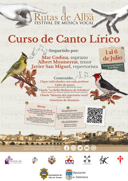 Abierto el plazo de inscripción para el Curso de Canto en el Festival de Música Vocal Rutas de Alba
