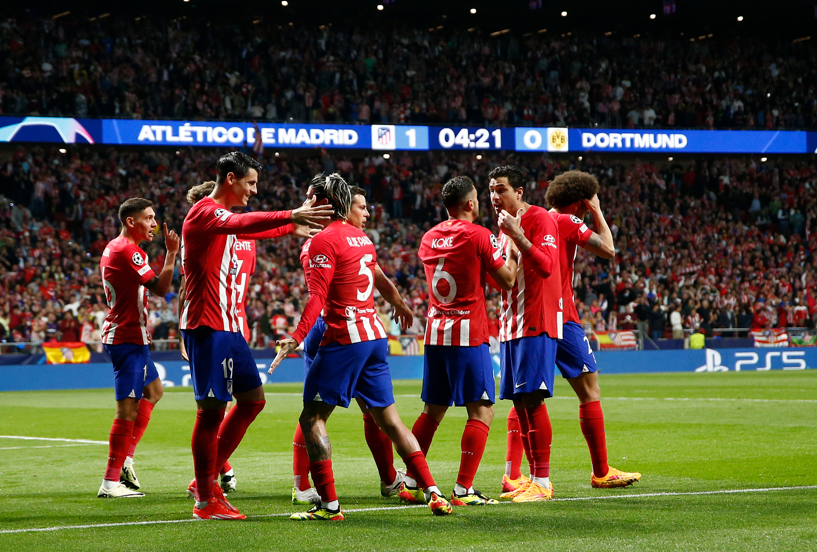 El Atleti deja escapar vivo al Borussia Dortmund del Metropolitano en Champions (2-1)