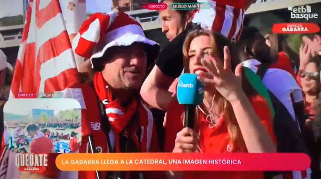 Gil Rivas, entrevistado en ETB durante la gran celebración del Athletic