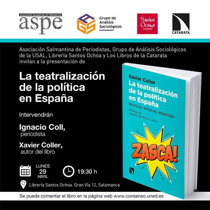 Xavier Coller presenta su último libro, ‘La teatralización de la política en España’