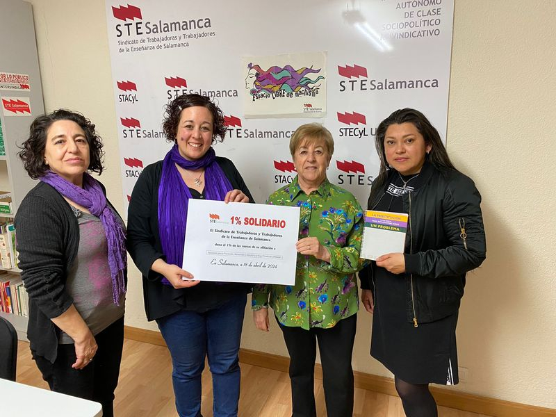 El sindicato STE de Salamanca entrega el 1% de su presupuesto a APRAMP