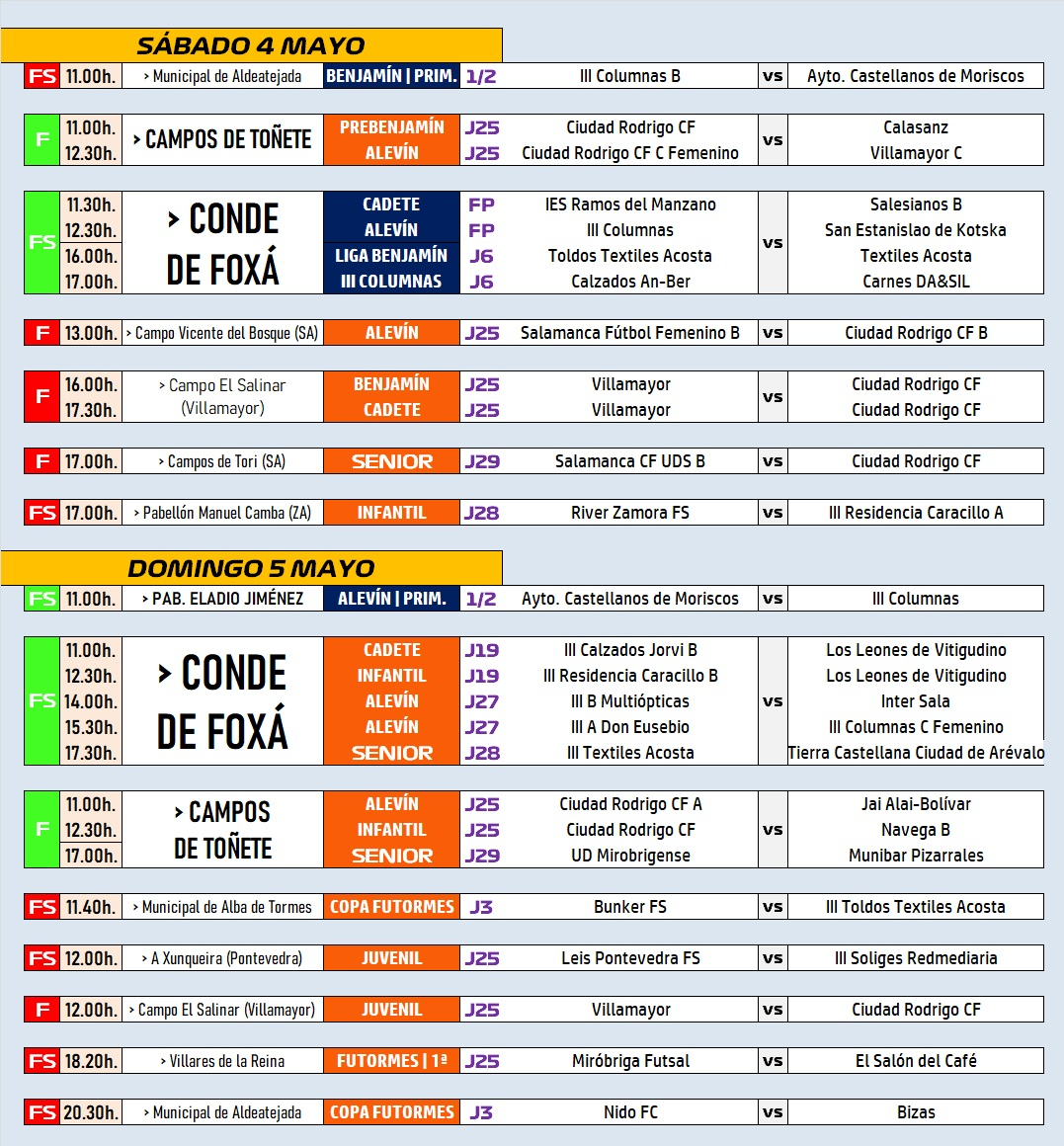 /AD 4-5 MAY/ El Alevín del III Columnas juega la final de los JJEE y el A del Ciudad Rodrigo puede ascender