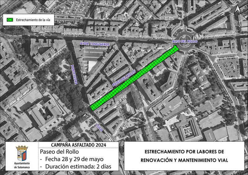 Cortes de tráfico, desvíos y estrechamientos desde este lunes por la renovación de asfaltado en Salamanca