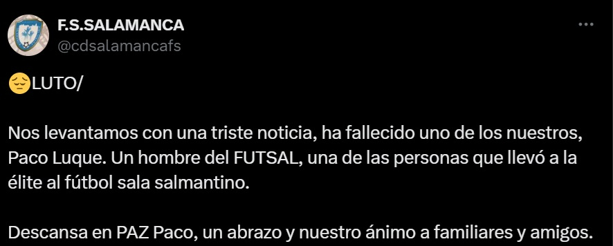 Fallece Paco Luque, una de las personas que llevó el fútbol sala salmantino a la élite