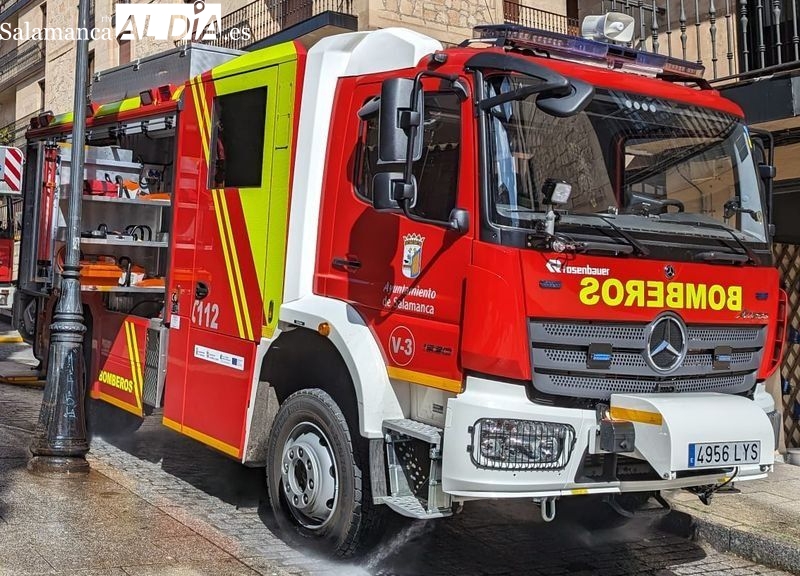 Los Bomberos de Salamanca acuden a la piscina de La Aldehuela para retirar una rama del tejado