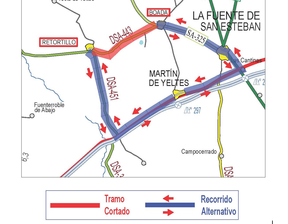 La carretera entre Retortillo y Boada estará cortada al tráfico desde el lunes