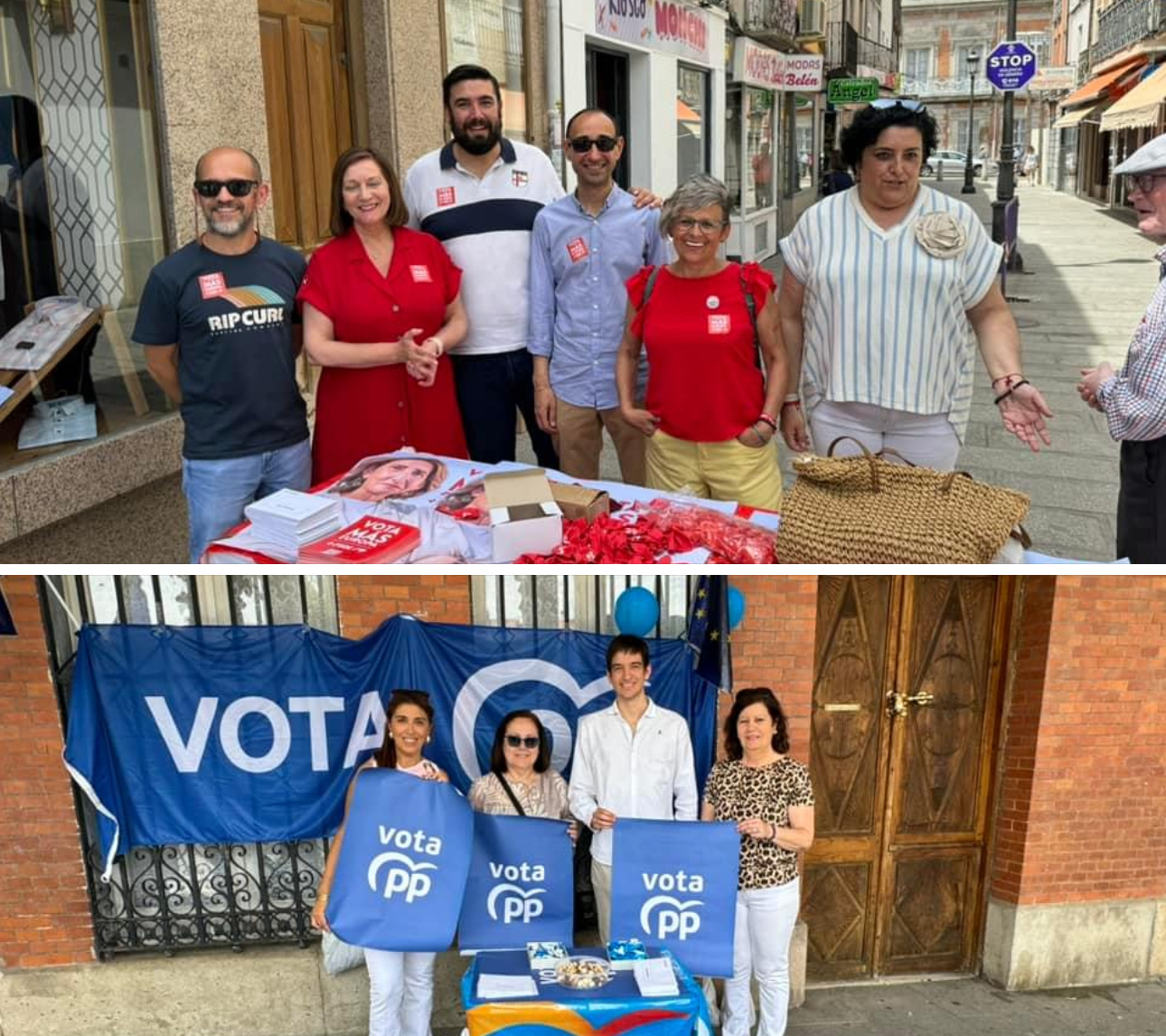 Último acto de campaña en el mercado semanal en Peñaranda para PP y PSOE antes de las europeas