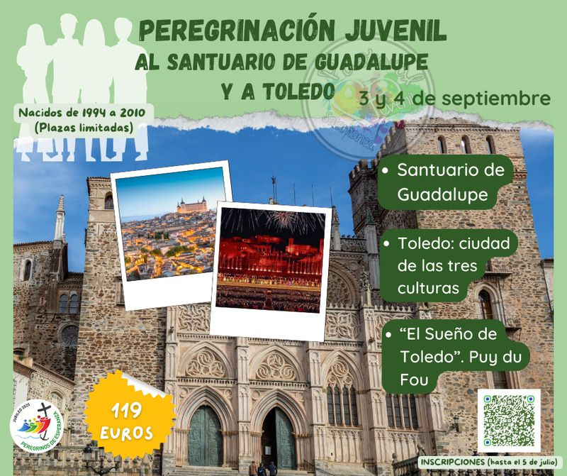 Pastoral Juvenil organiza una peregrinación al Santuario de Guadalupe y a Toledo en septiembre