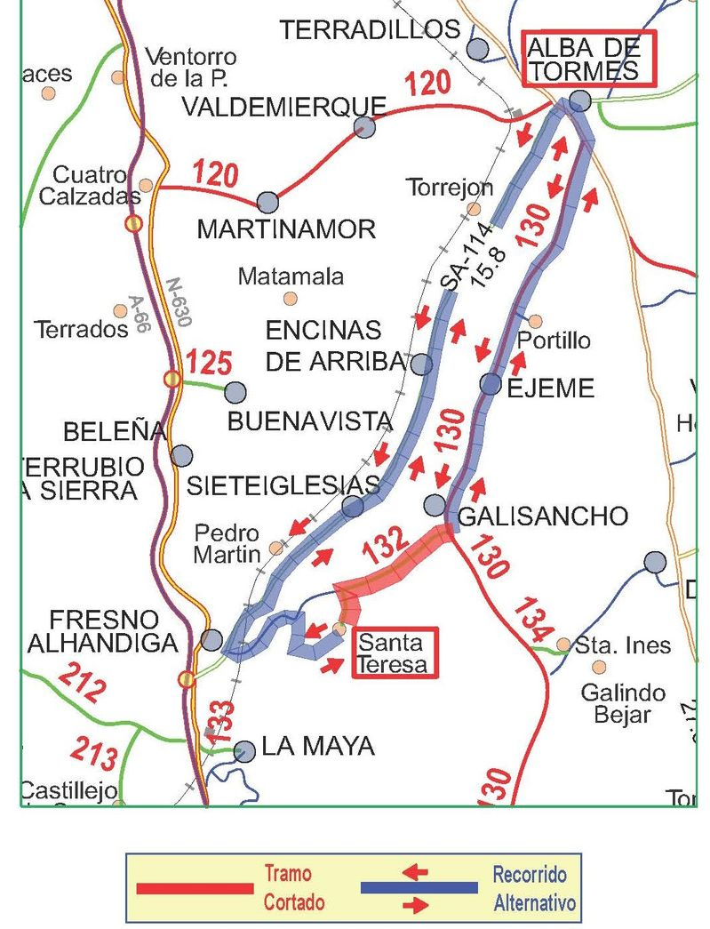 Corte de la carretera DSA-132, acceso a Santa Teresa desde DSA-130