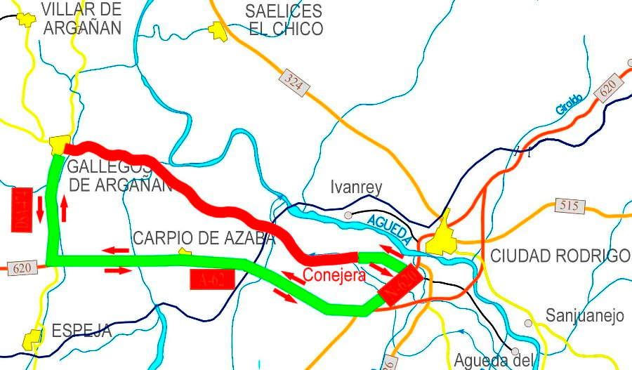 La carretera entre Conejera y Gallegos estará cortada del 1 al 20 de agosto