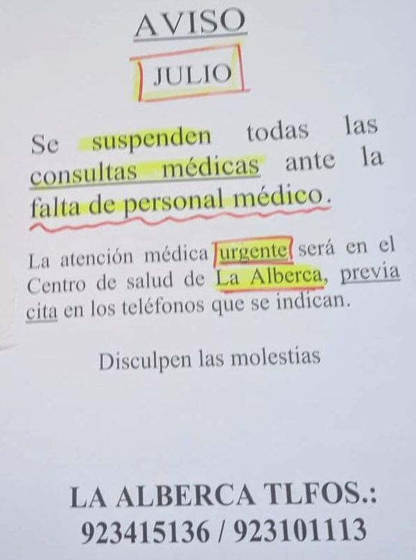 Malestar en varios pueblos de la Sierra de Francia que se quedan sin médico en verano