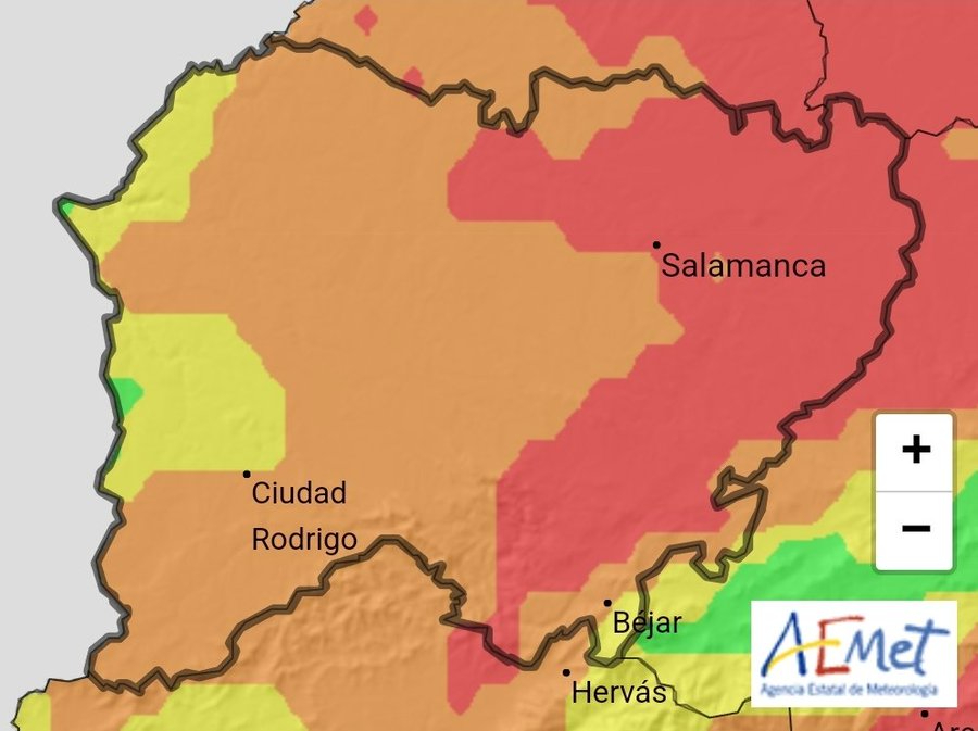 La AEMET informa de un riesgo muy alto y extremo por incendio forestal en Salamanca