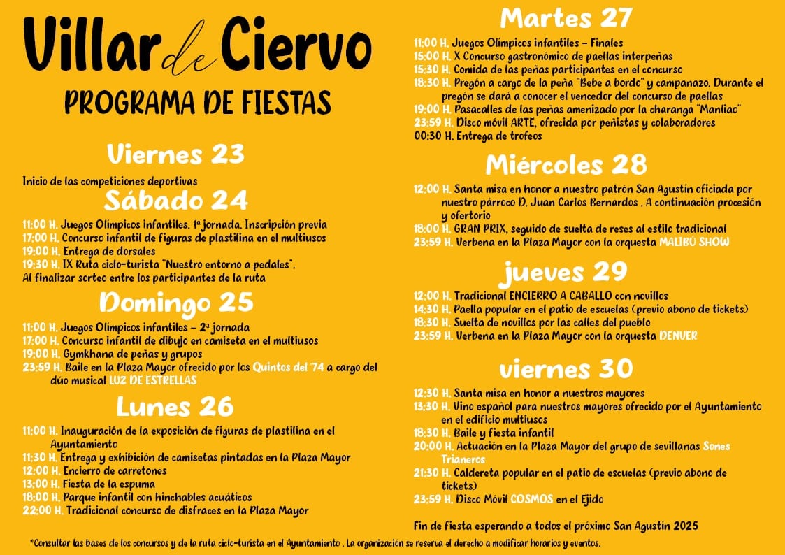 Programa fiestas Villar de Ciervo