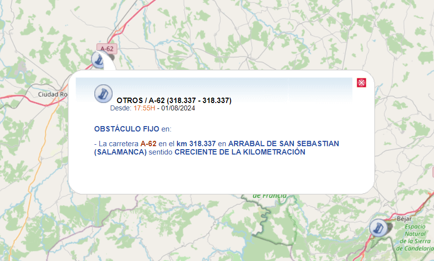 Se salda sin heridos una salida de vía en la A-62 a la altura de El Salto