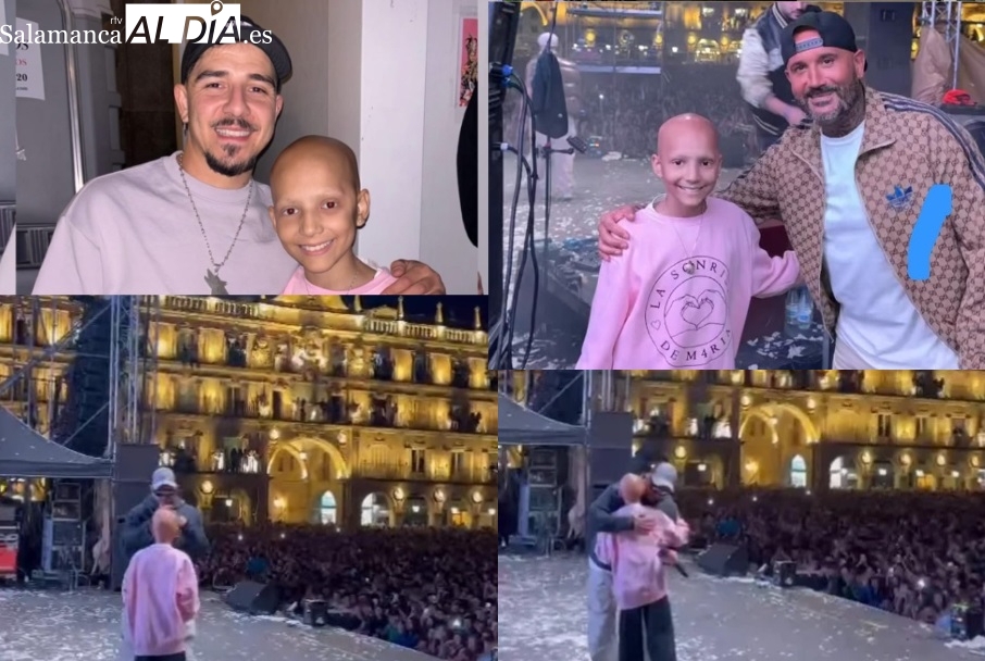 Dile algo a toda esta gente. Así fue el emotivo momento de M4ría ‘La princesa guerrera futbolera’ con Omar Montes en la Plaza Mayor