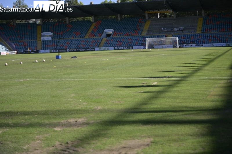 Cabreo en el Salamanca UDS con la empresa Royalverd por el pésimo estado del nuevo césped del Helmántico