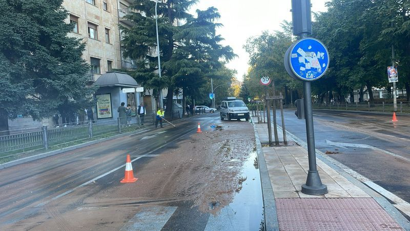 Un reventón anega el Paseo de San Vicente