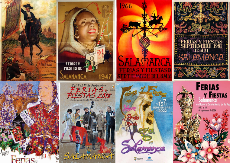 En blanco y negro, minimalistas, coloridos, con mosaicos... Así ha sido la evolución de los carteles de las Ferias y Fiestas de Salamanca 