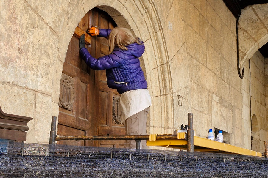 En marcha la restauración de la puerta noble de la Casa Consistorial mirobrigense
