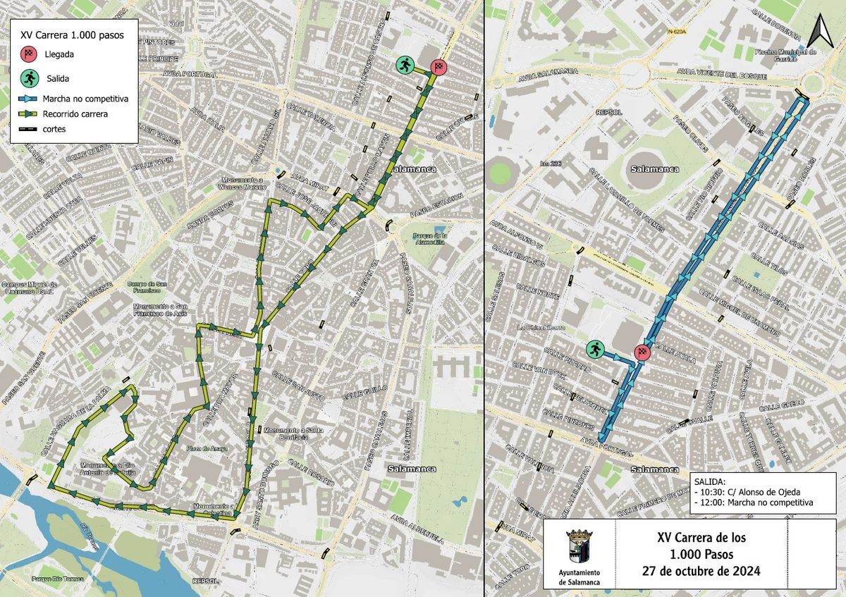 Atención a los cortes de tráfico y desvíos de este domingo en Salamanca por la Carrera de los Mil Pasos