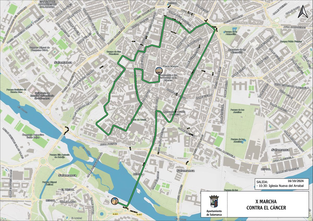 Cortes y desvíos de tráfico en Salamanca con motivo de la celebración de la X Marcha Contra el Cáncer