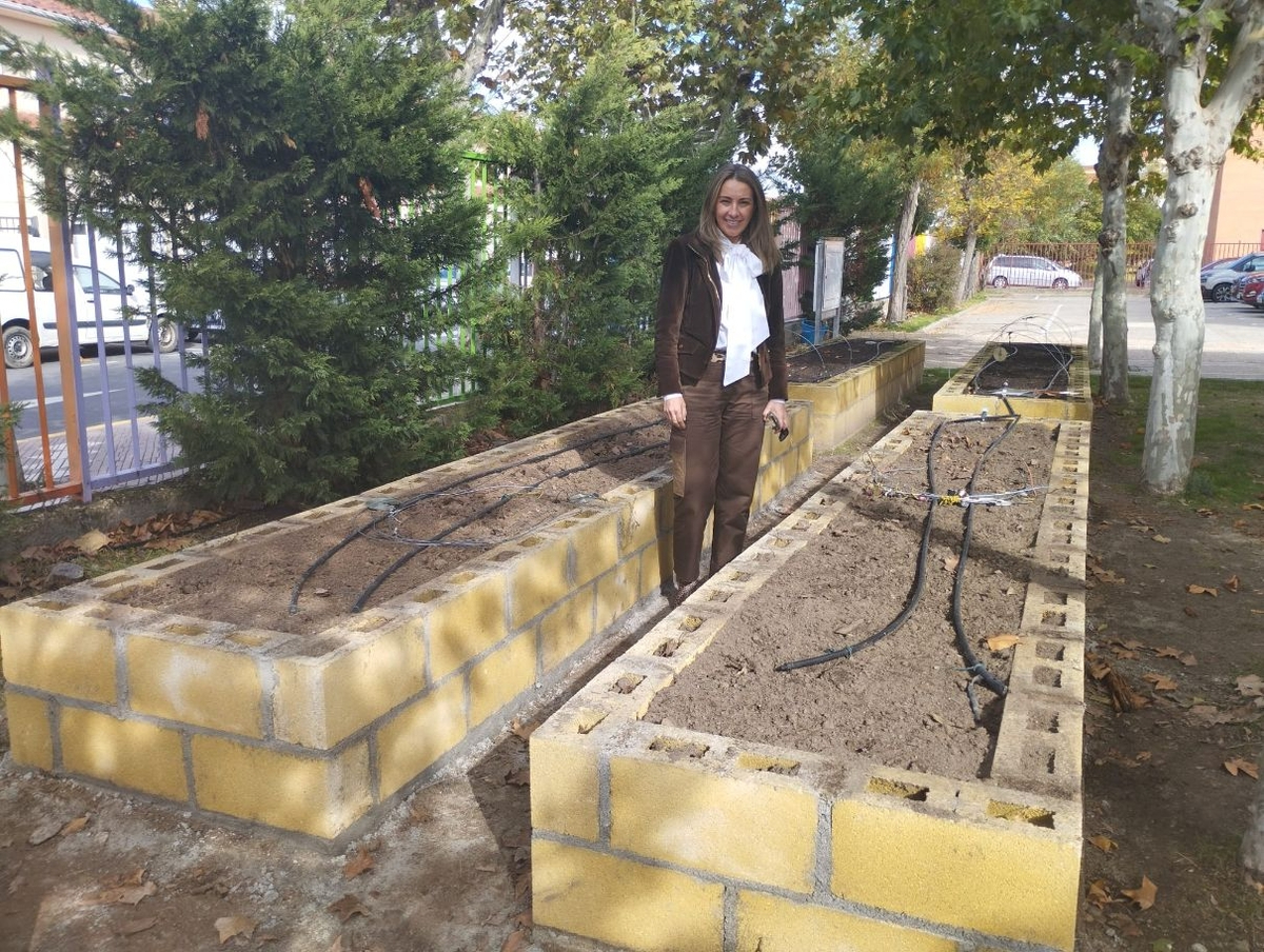 El huerto del colegio San Blas de Santa Marta, con bancales nuevos