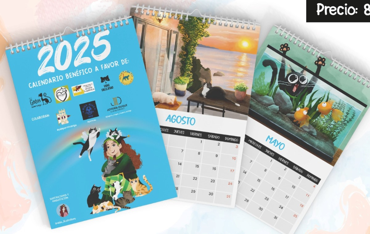 CES Gatos lanza su calendario benéfico para 2025 junto a otras cuatro protectoras