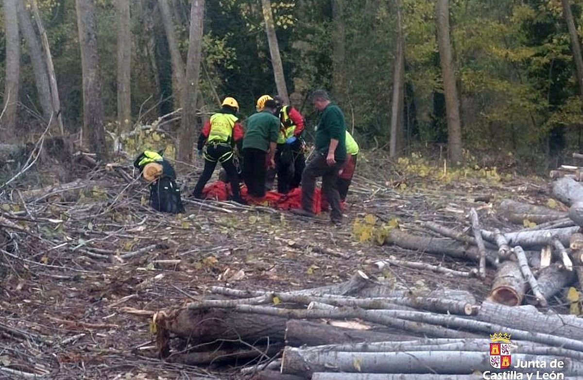 Evacuado en helicóptero tras caerle un tronco en una pierna cuando trabajaba en Valladolid